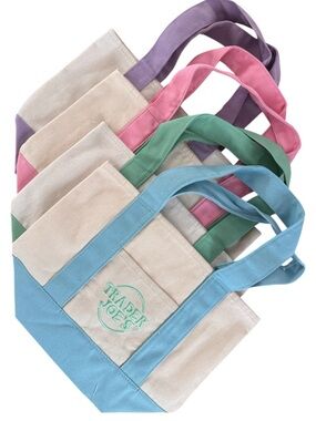 Trader Joe's Mini Pastel Tote Bags Set of 4 Reusable Limited Edition - 2026